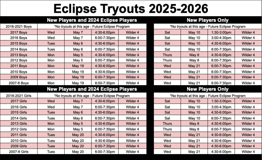 2025 Eclipse Tryouts 2025 Eclipse Tryouts